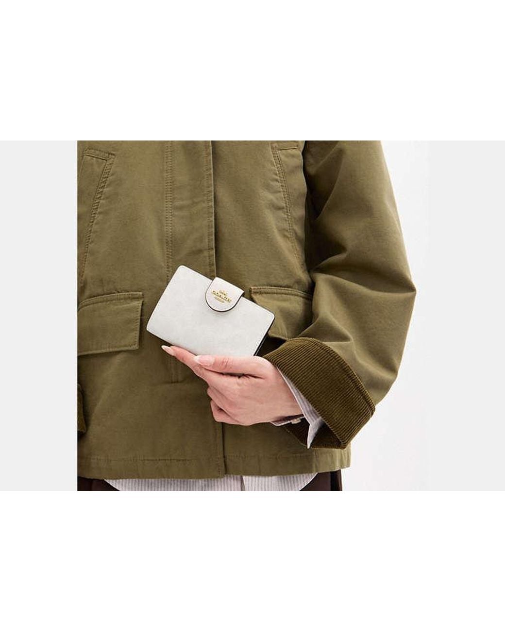 COACH Black Medium Corner Zip Wallet In Signature Canvas