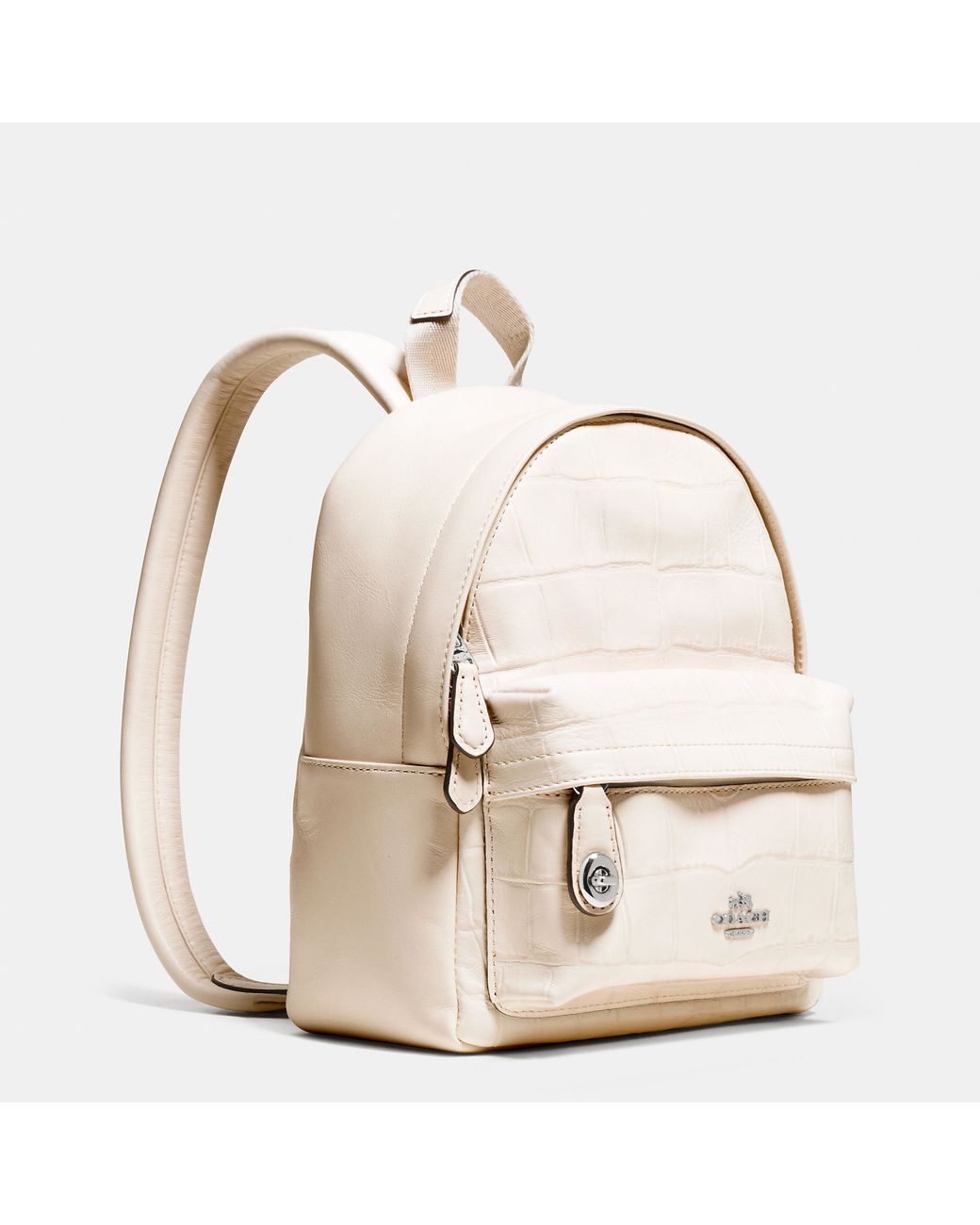 COACH Mini Campus Backpack In Croc Embossed Leather in White | Lyst