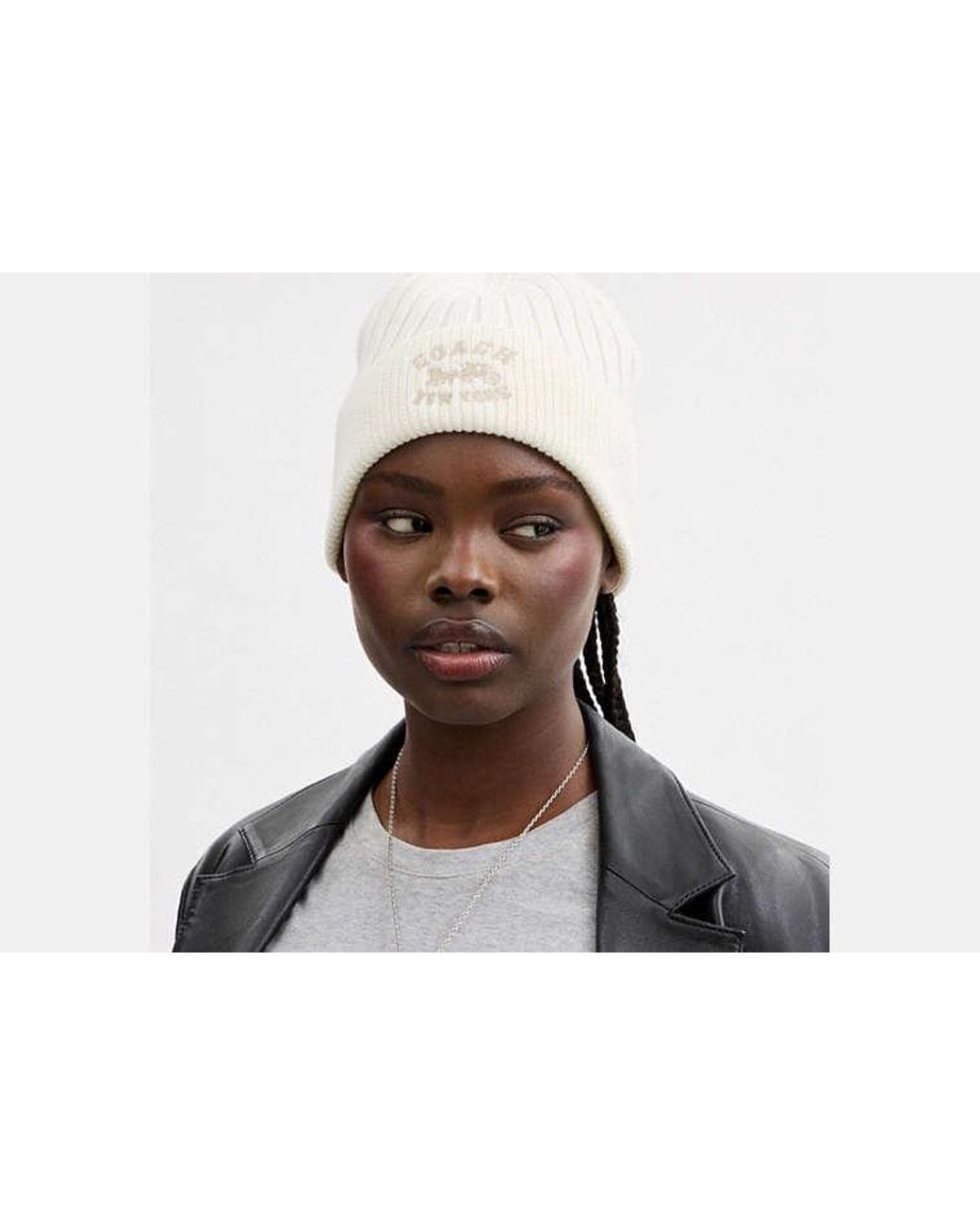 Bonnet En Maille En COACH en coloris Black