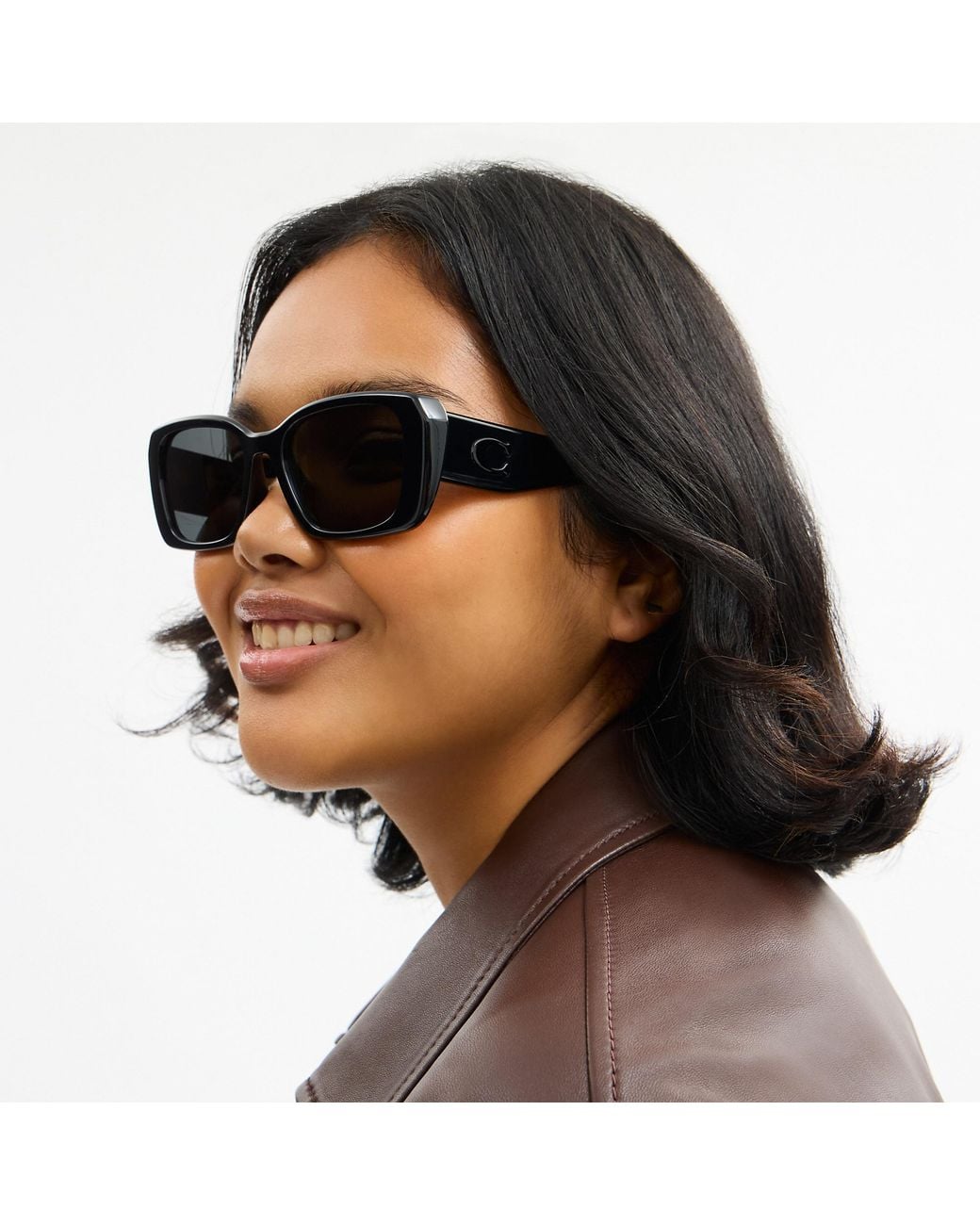 COACH Black Maxi Sculpted C Oversized Rectangle Sunglasses