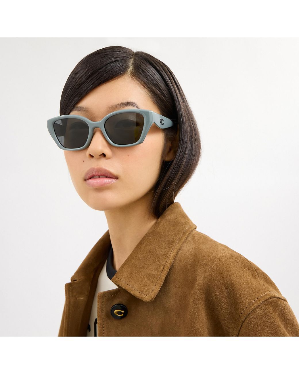 COACH Multicolor C Hardware Square Cat Eye Sunglasses