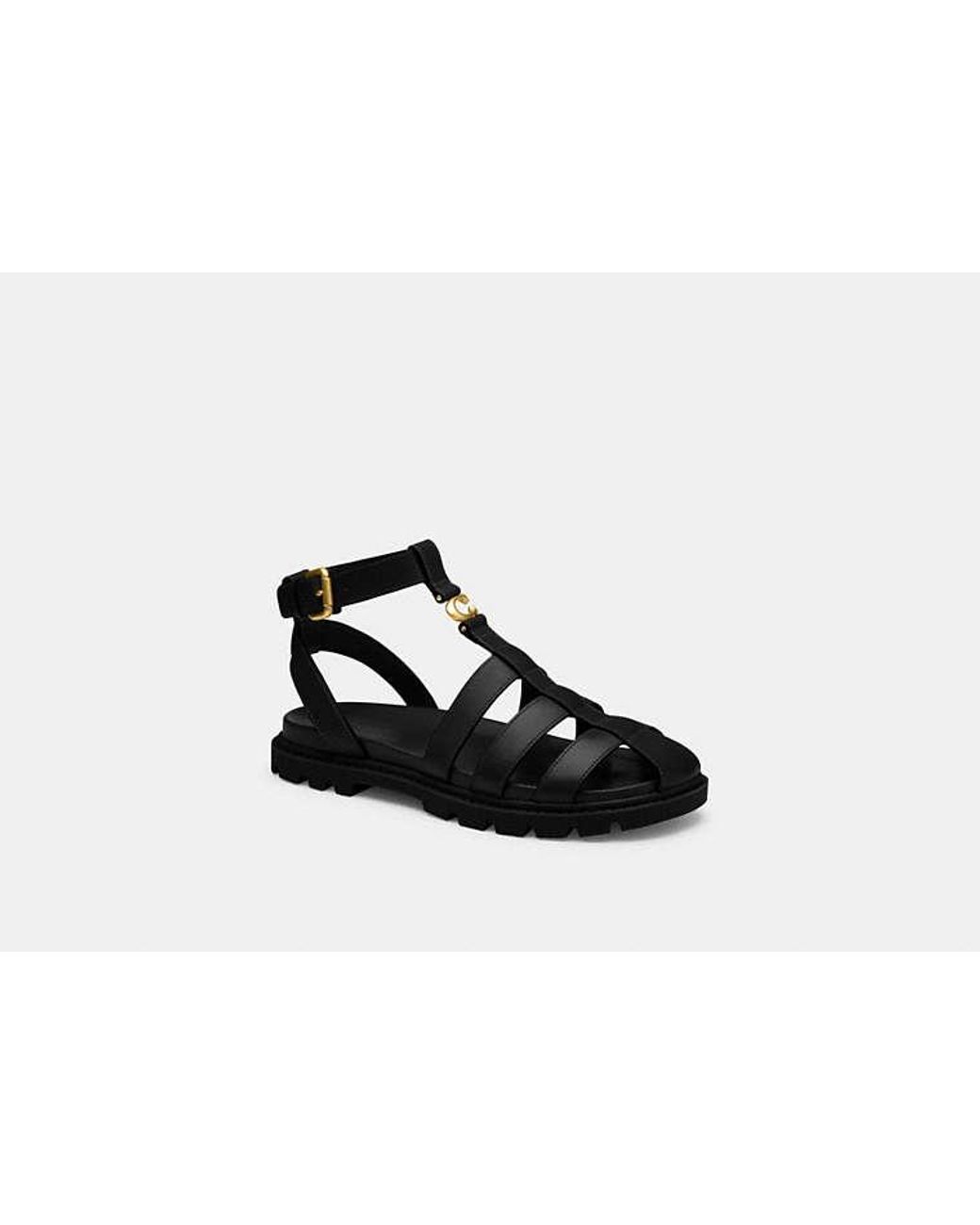 COACH Black Sculpted C Fisherman Sandal