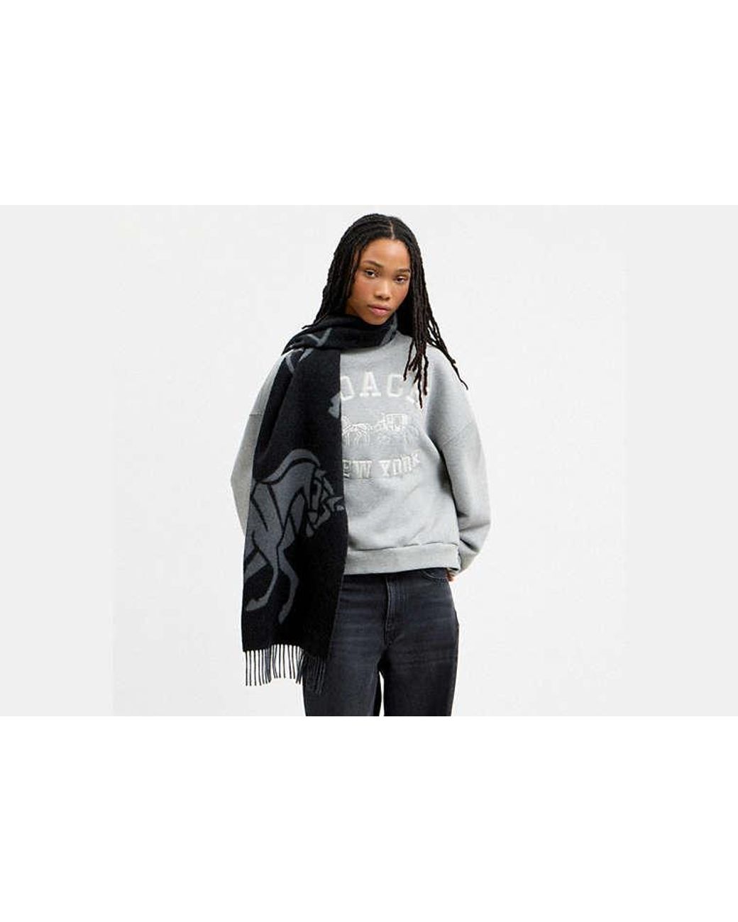 COACH Black Horse And Carriage Cashmere Muffler