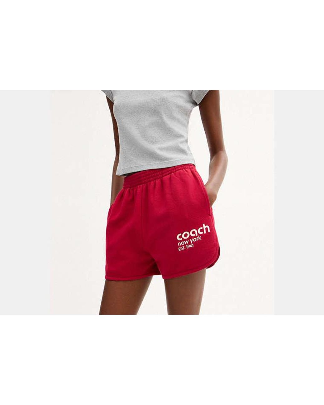 COACH Red Terry Sport Shorts