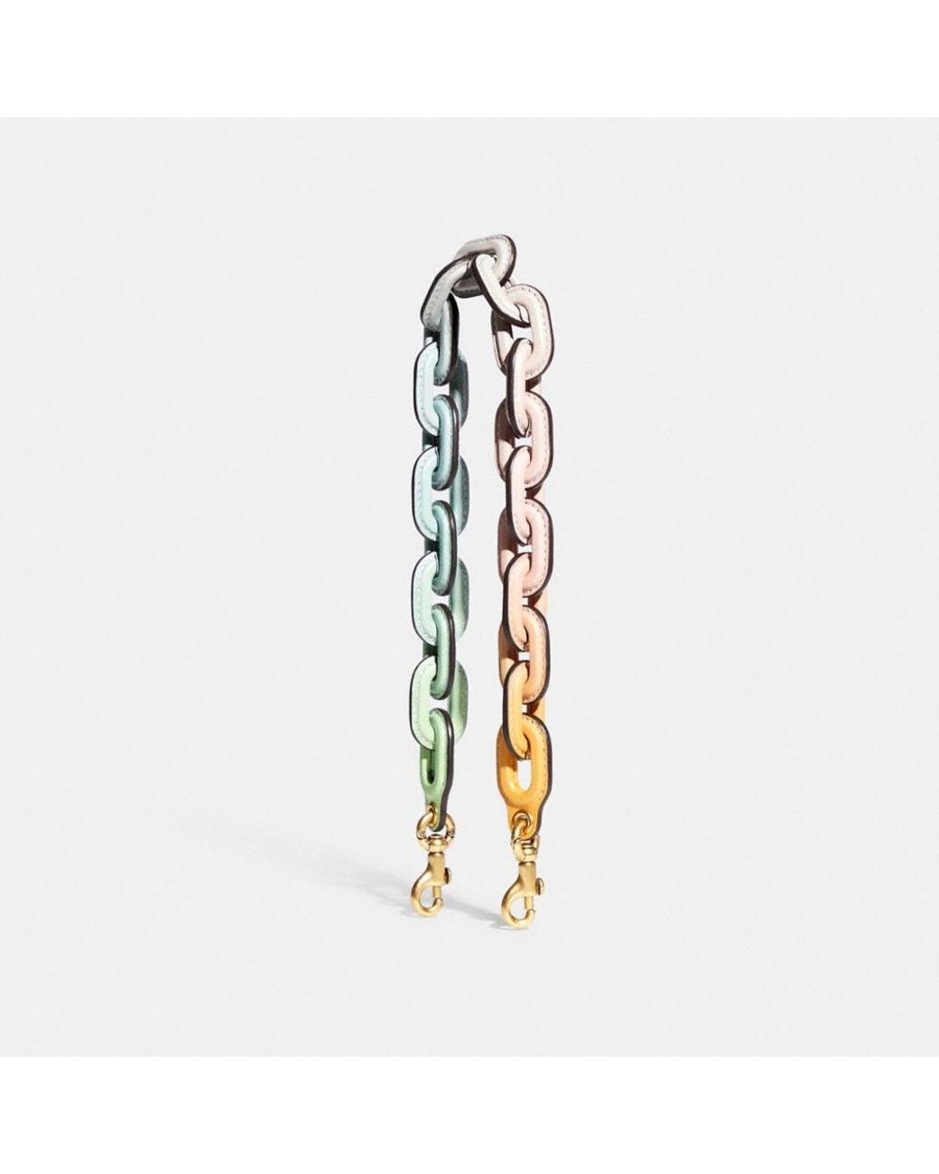 COACH Ombre Leather Covered Short Chain Strap in Metallic Lyst