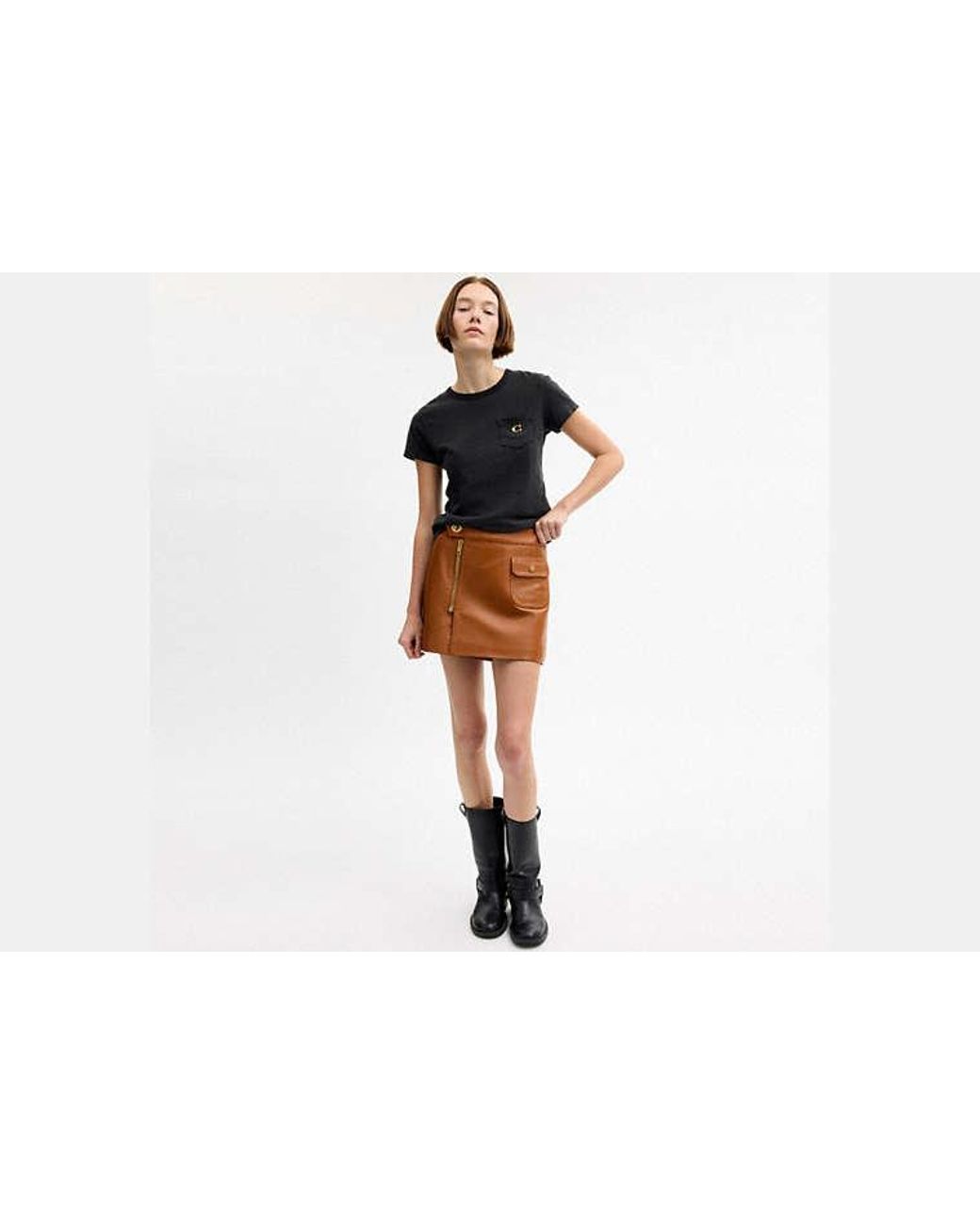 COACH Black Mini Leather Heritage Skirt