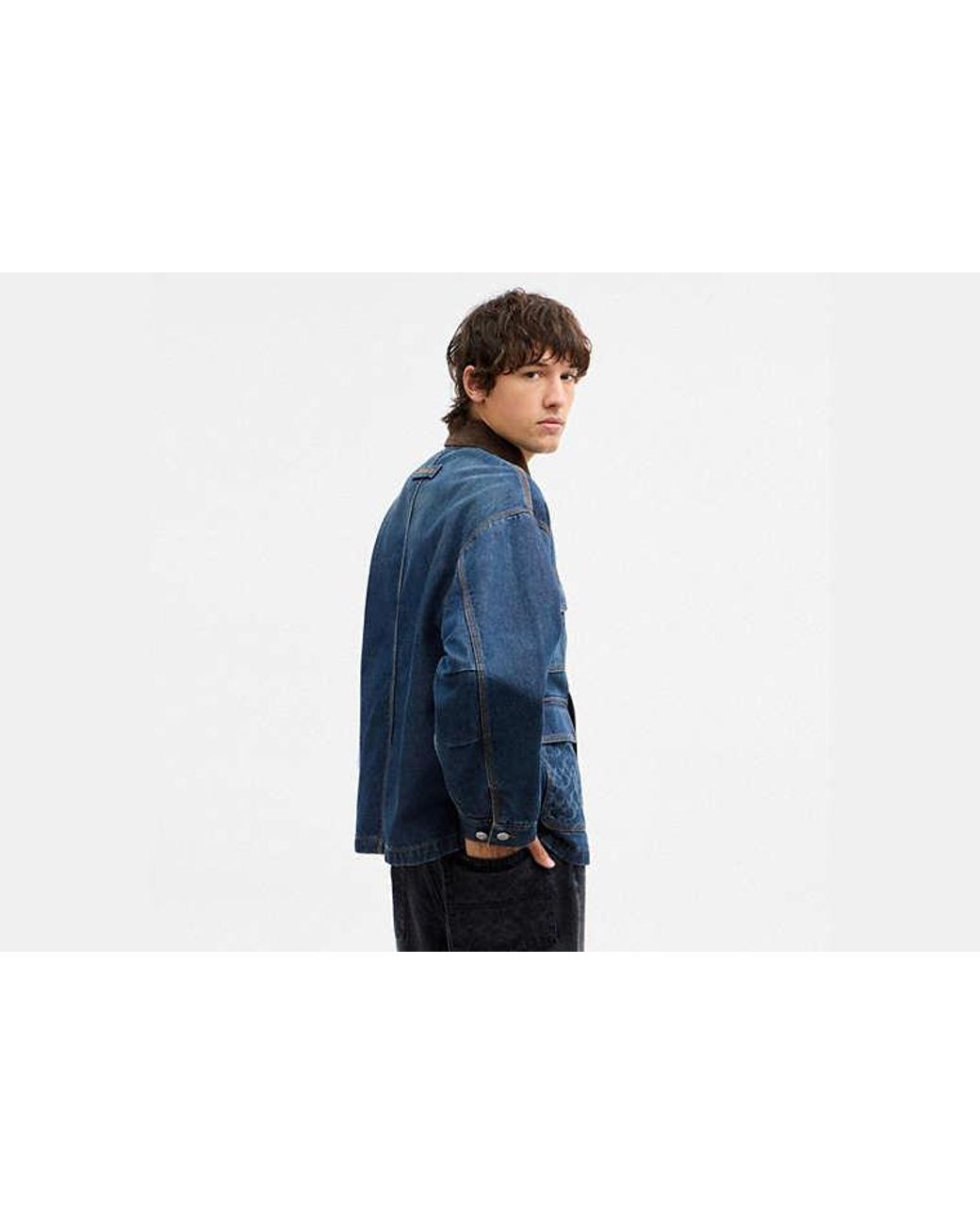 COACH Blue Denim Chore Coat With Flannel Lining for men