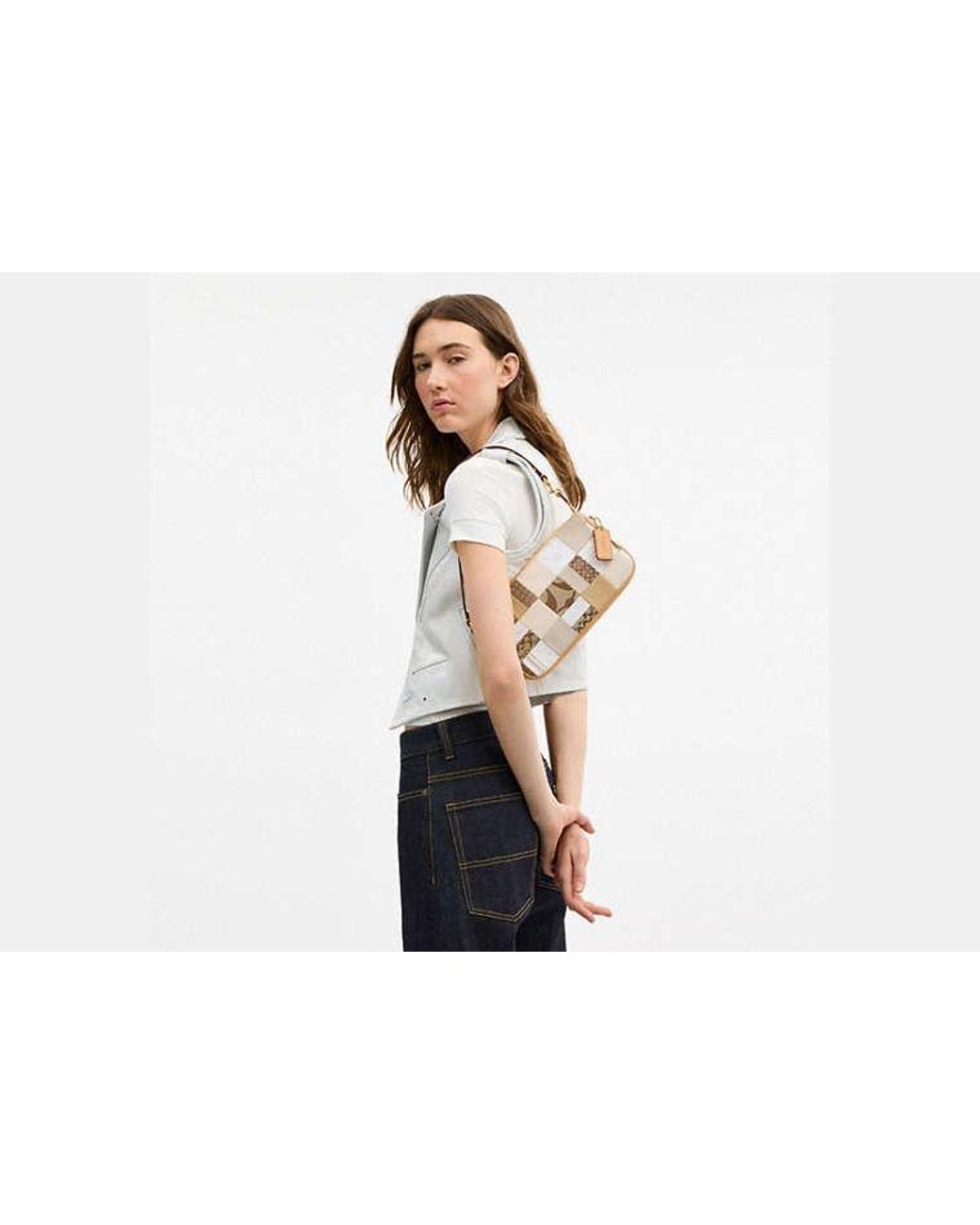 COACH Black Plaza Bag 25 With Patchwork