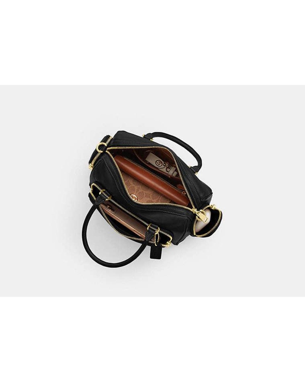COACH Black Rowan Satchel Bag With Pockets