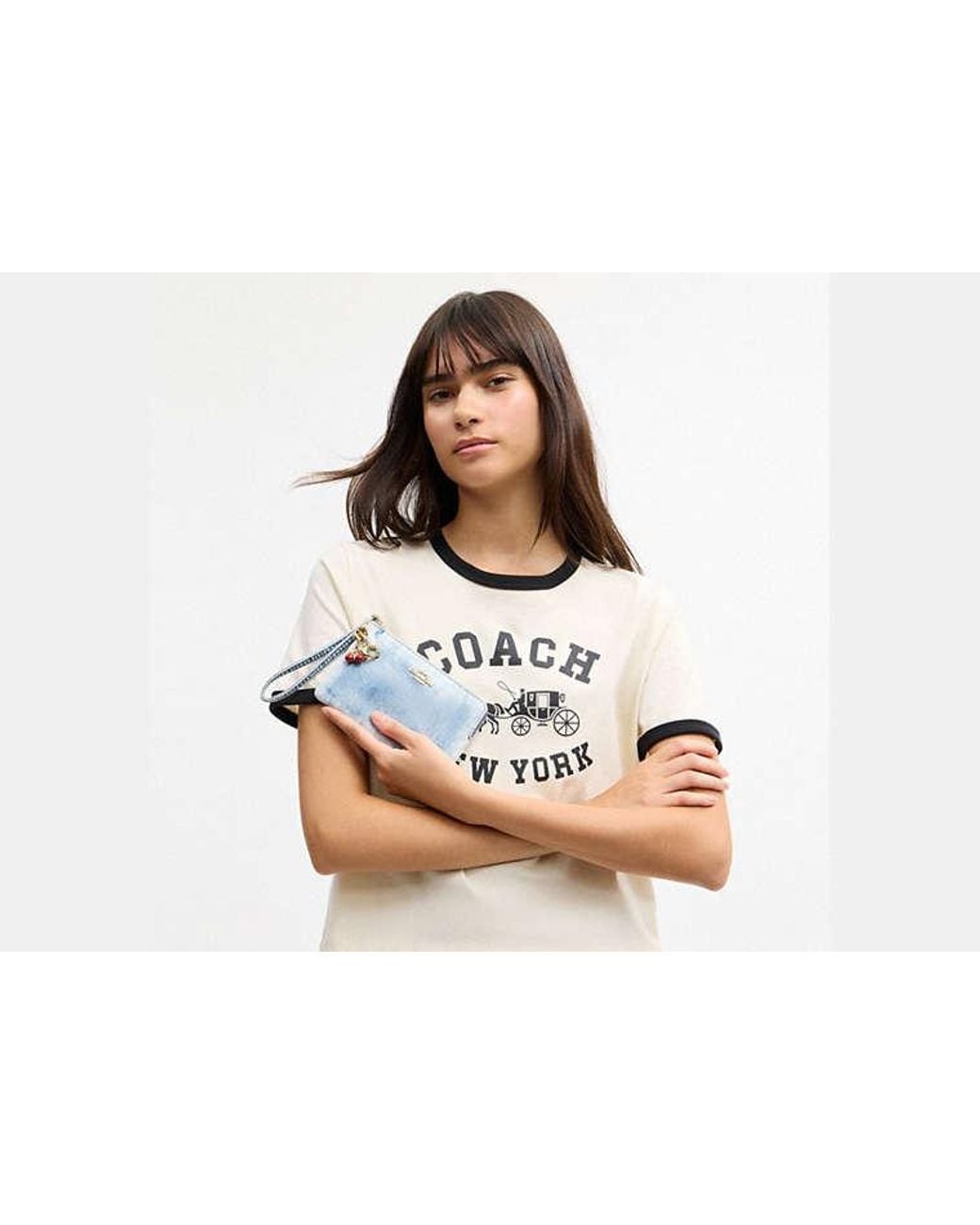 COACH White Corner Zip Wristlet