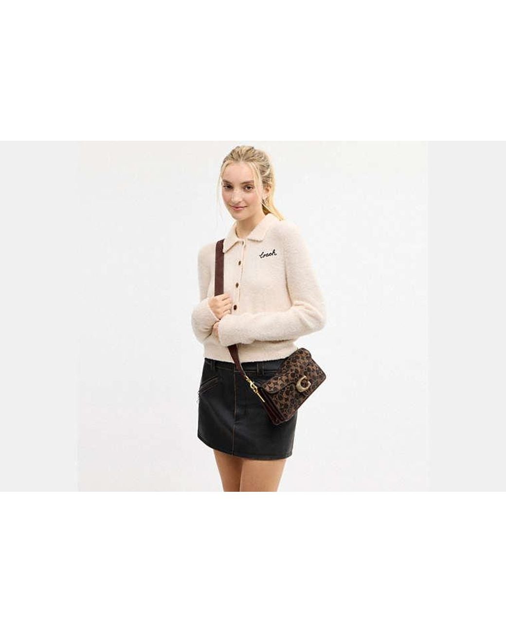 COACH Black Tabby Shoulder Bag 26 With Crystal Signature