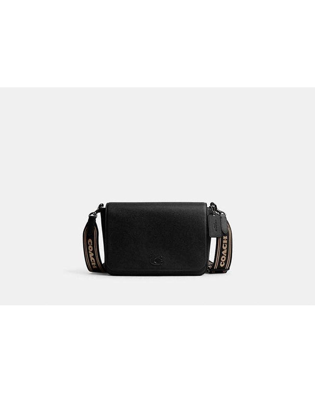 COACH Black Messenger Bag With Signature Canvas Interior
