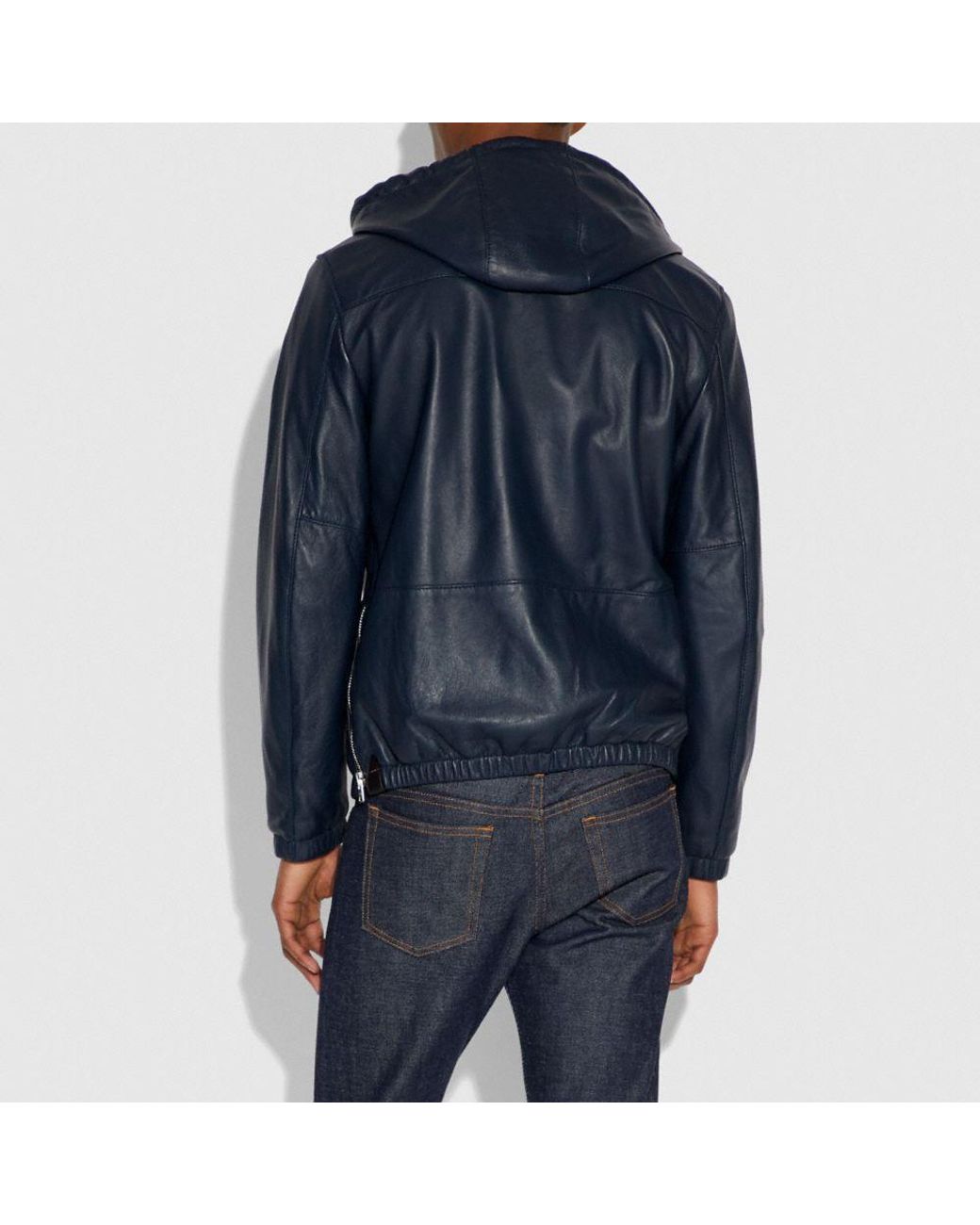 coach hooded leather jacket