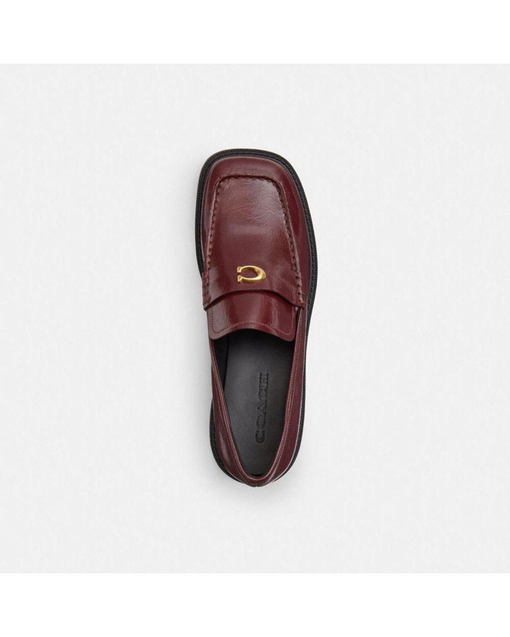 COACH Glazed Leather Penny Loafer Merlot in Red | Lyst