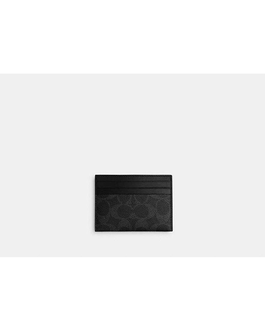 COACH Black Flat Card Case With Stickers for men