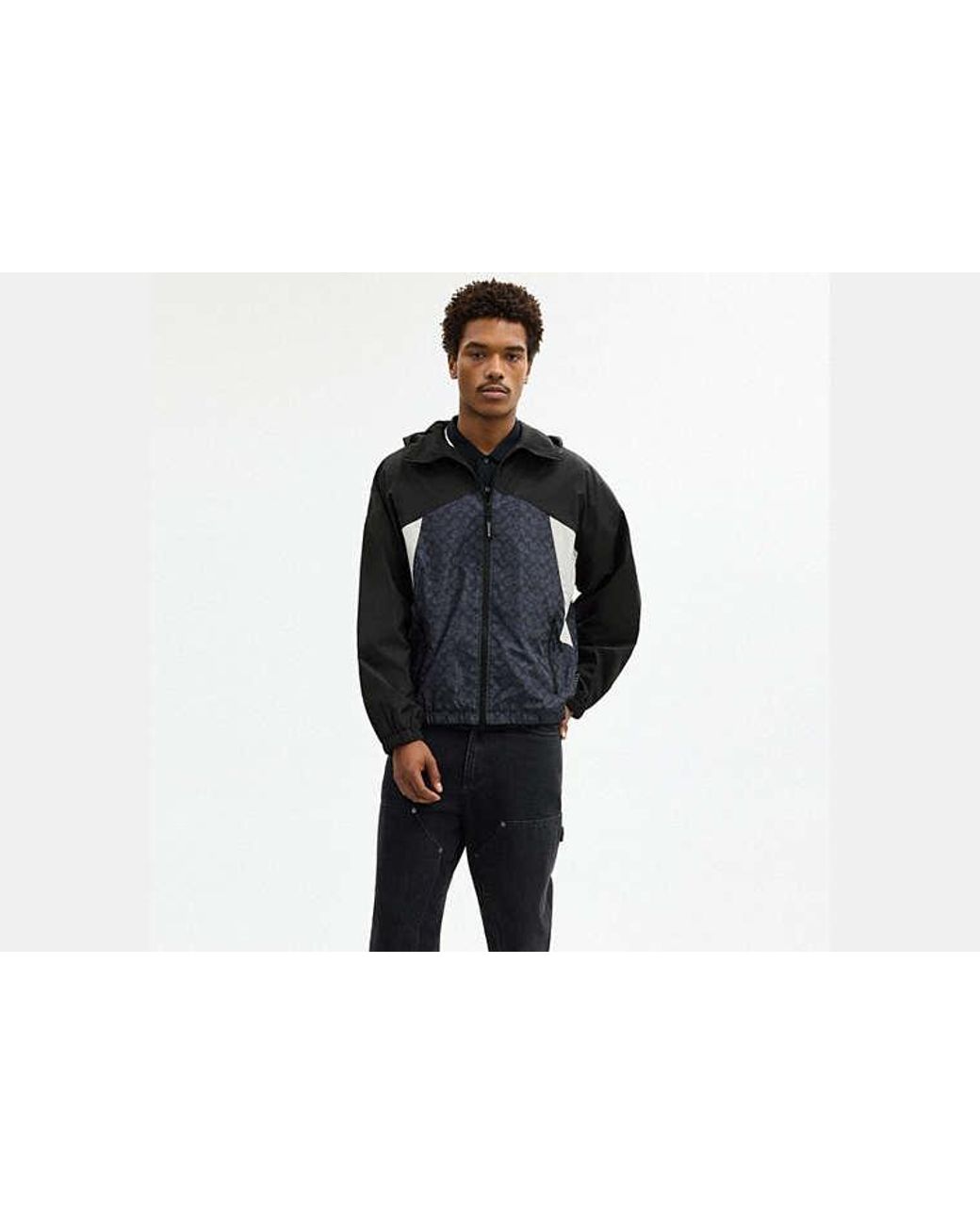 COACH Black Signature Windbreaker for men