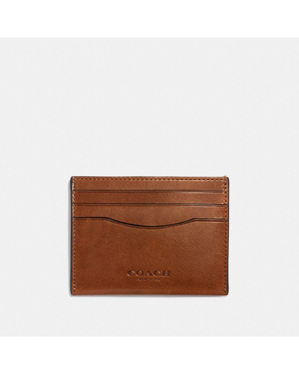 Coach Leather Card Wallet - Saddle