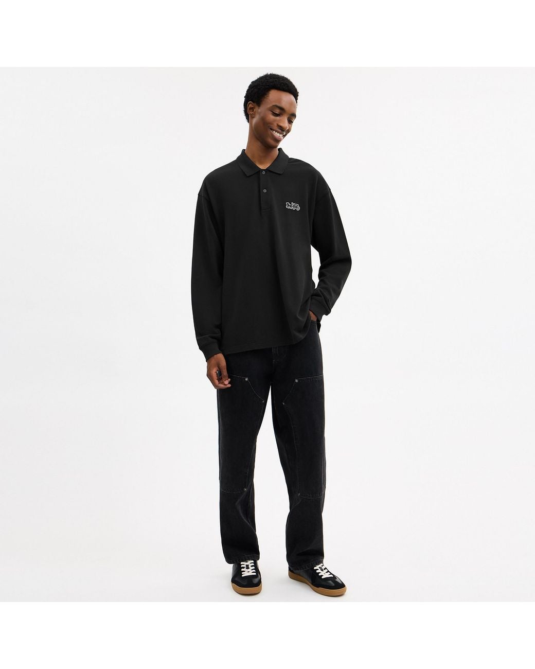 COACH Horse And Carriage Long Sleeve Polo in Black for Men | Lyst