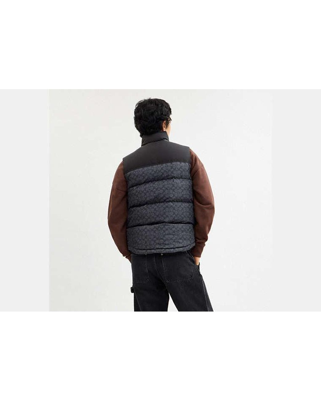 COACH Black Signature Down Vest In Recycled Polyester for men