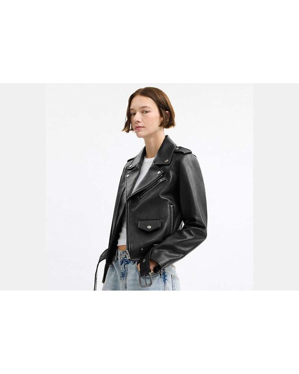 COACH Black Belted Moto Jacket