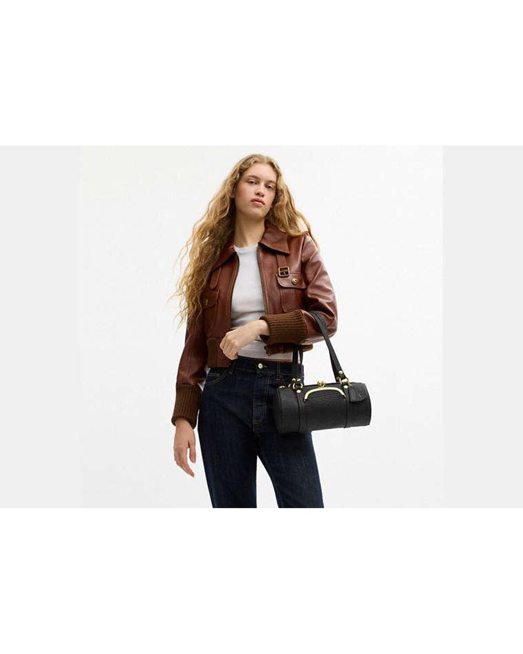 COACH Black Kisslock Barrel Bag 28