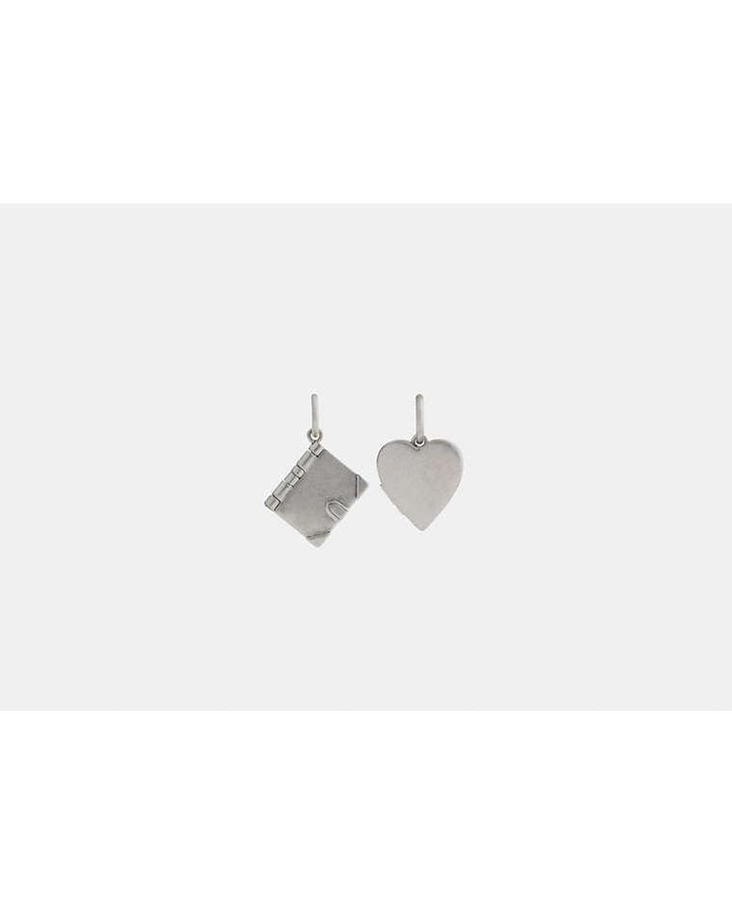 COACH Black Heart Locket And Book Mismatch Earrings