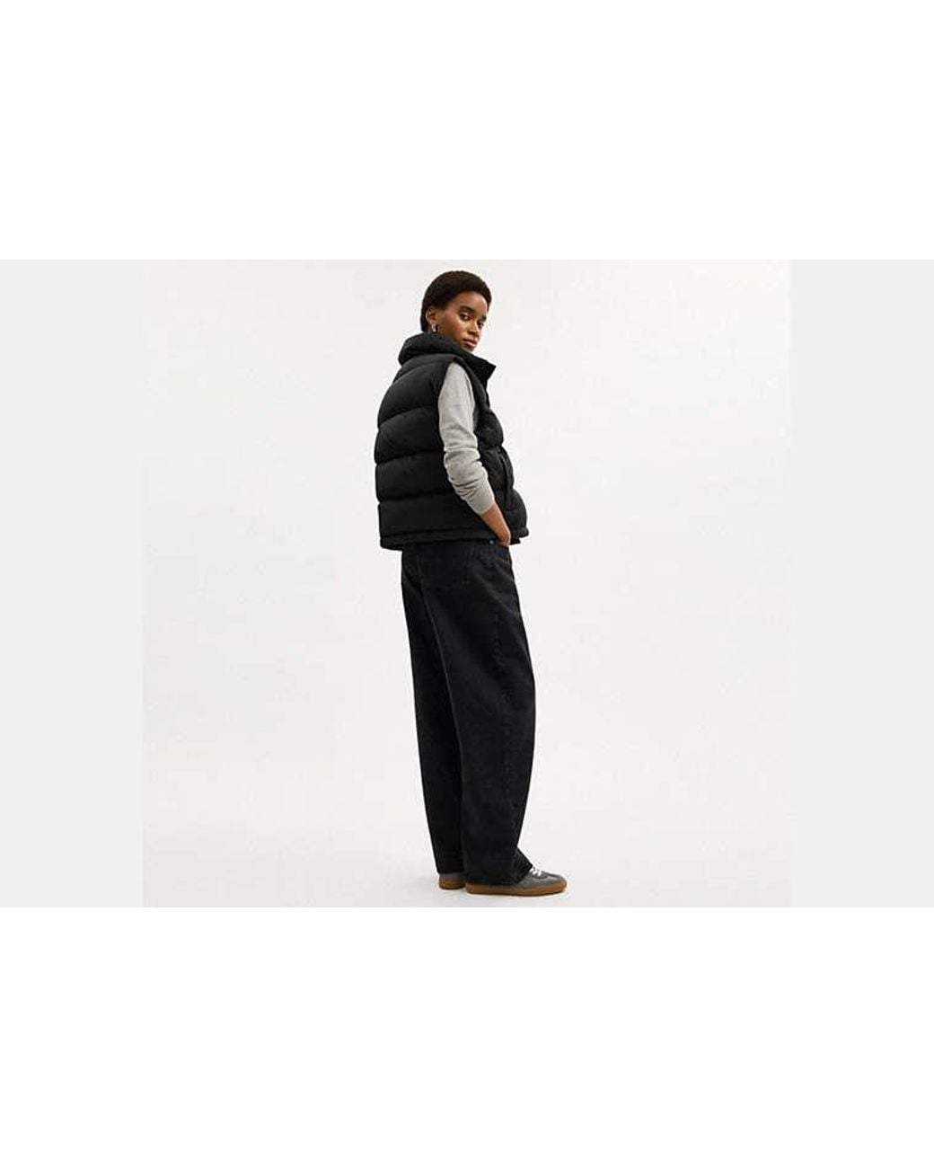 COACH Black Puffer Jacket Vest