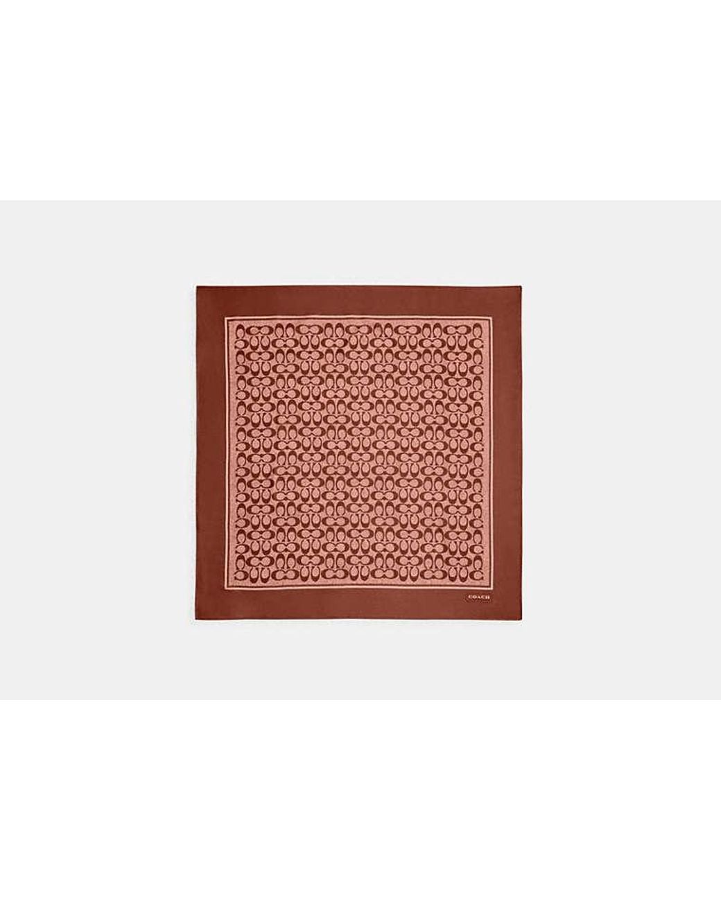 COACH Black Textured Signature Print Silk Square Scarf