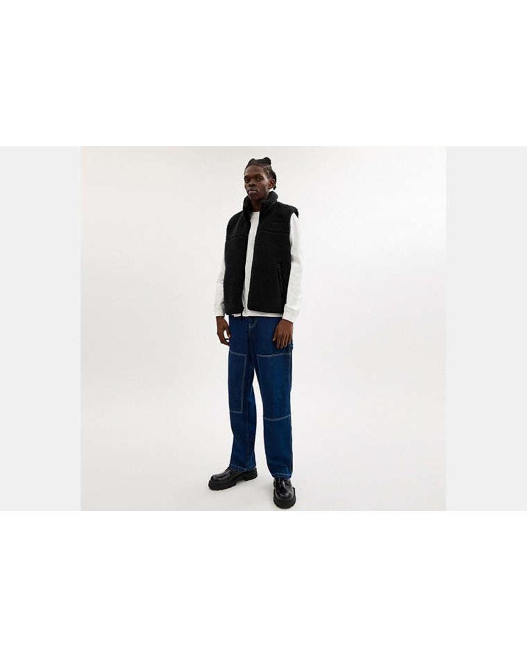 COACH Black Novelt Sherpa Vest for men