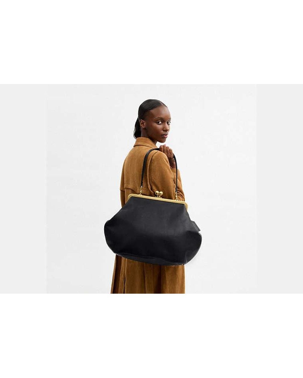 COACH Black Large Kisslock Frame Bag