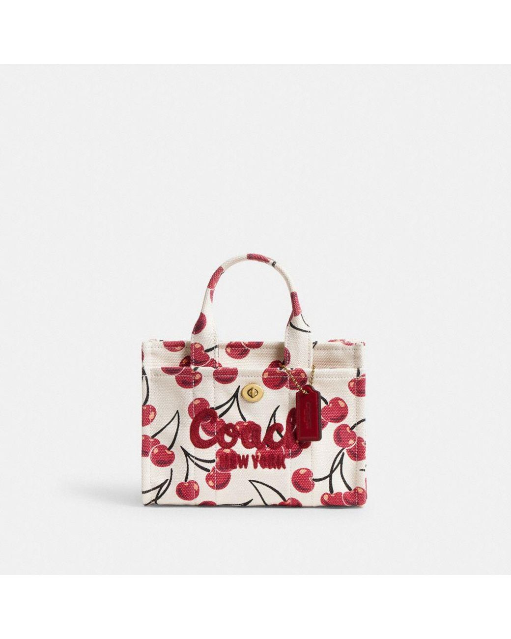 COACH Cargo Tote Bag 20 With Cherry Print in Black | Lyst