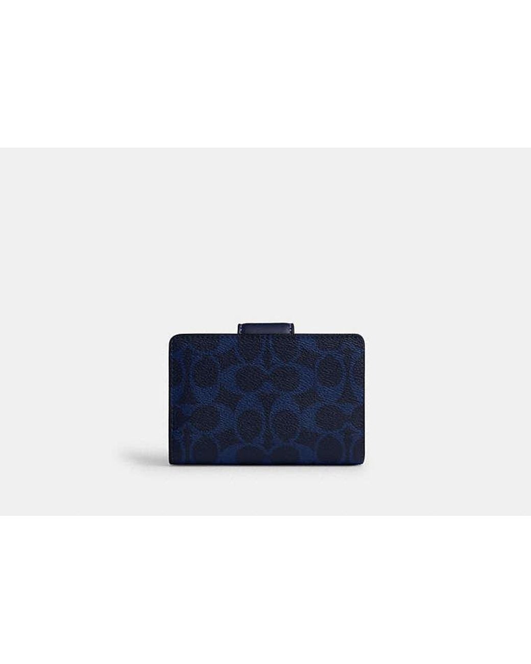 COACH Blue Medium Corner Zip Wallet