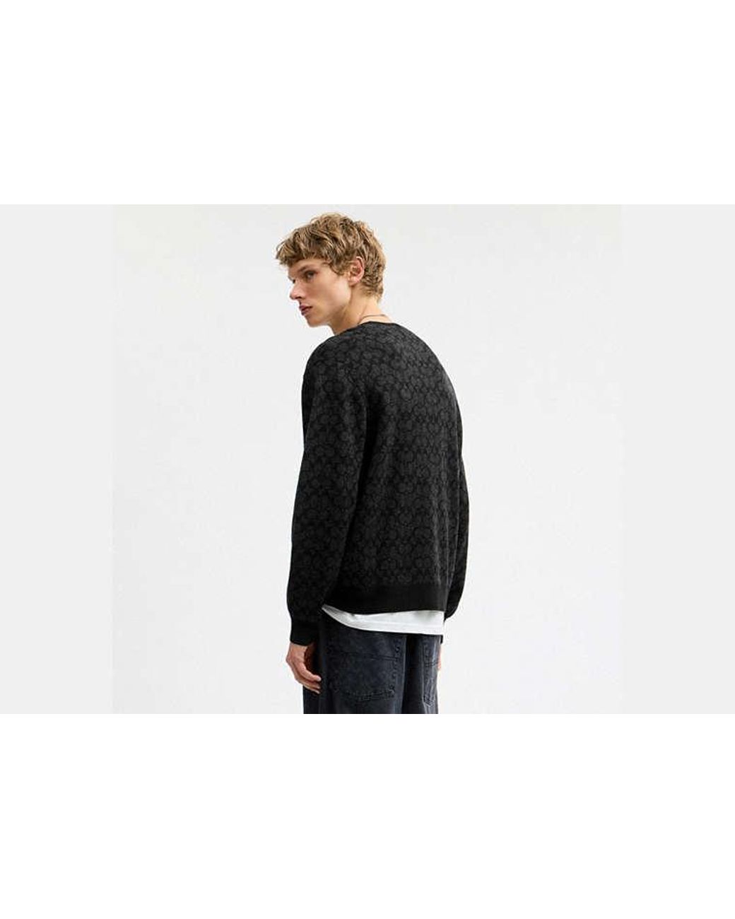 COACH Black Signature Crewneck Sweater for men