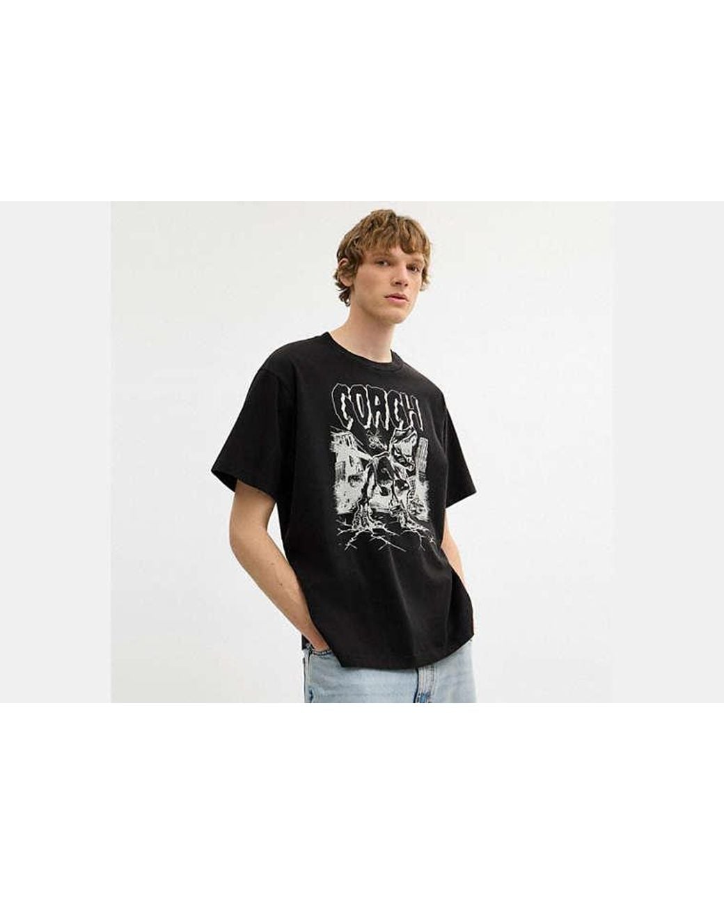COACH Black Dinosaur City Relaxed T-Shirt for men
