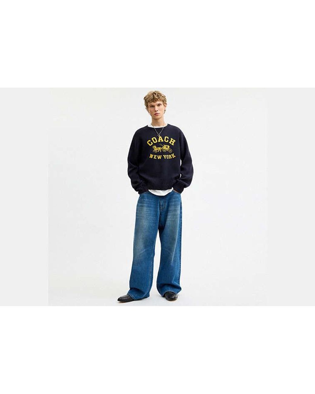 COACH Black Double Face Crewneck Sweater for men