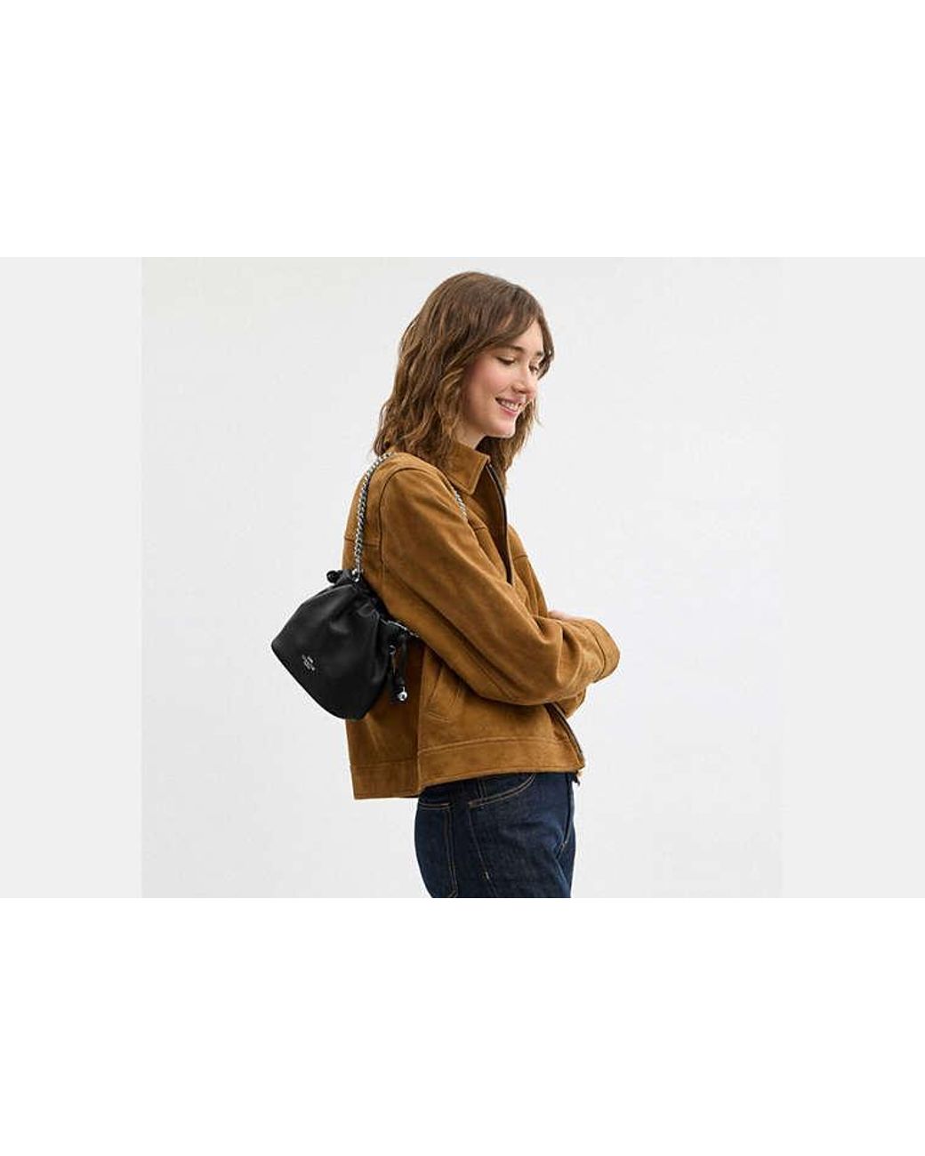COACH Black Faye Mini Drawstring Bag