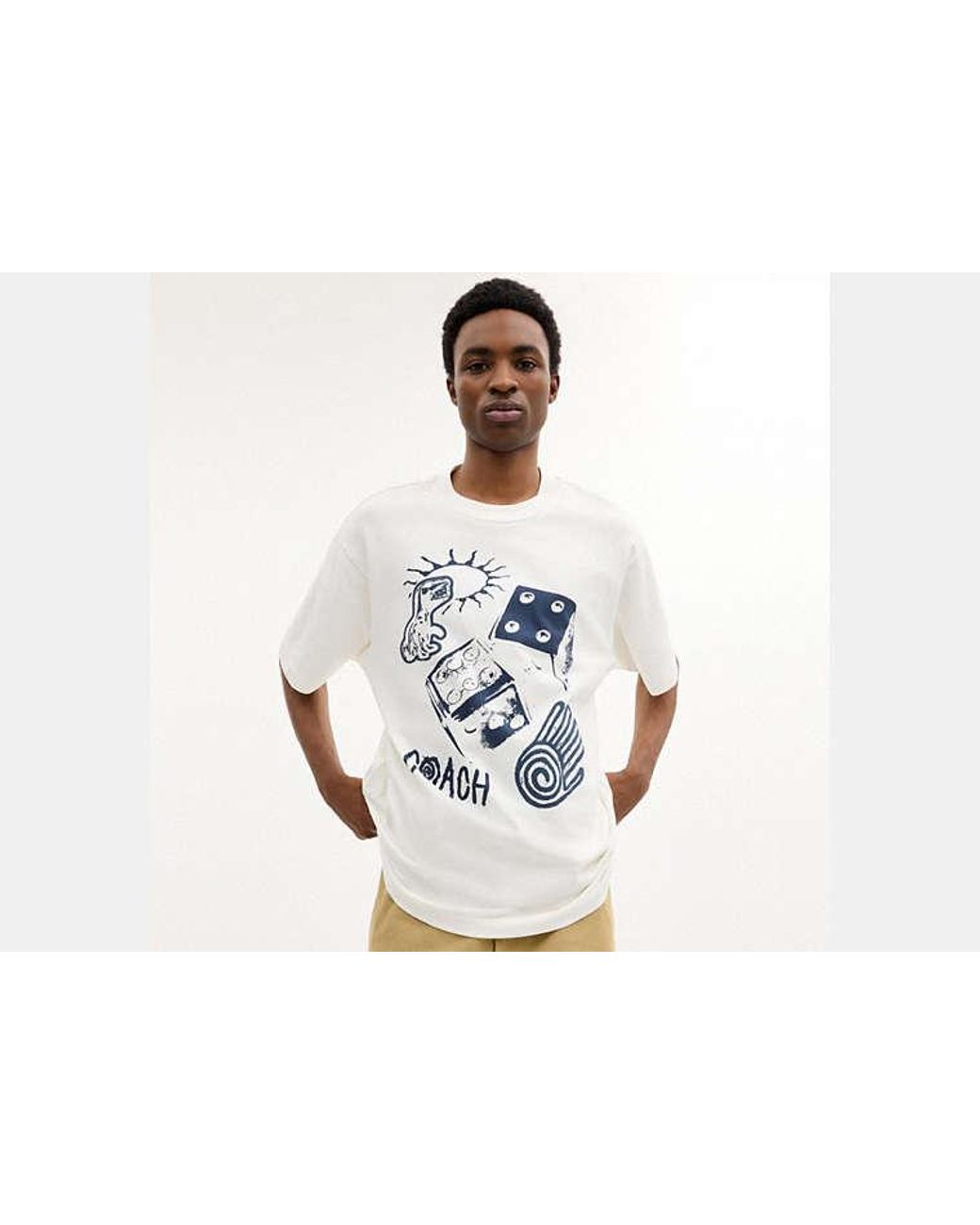 COACH Black Dice Collage Relaxed T-Shirt for men