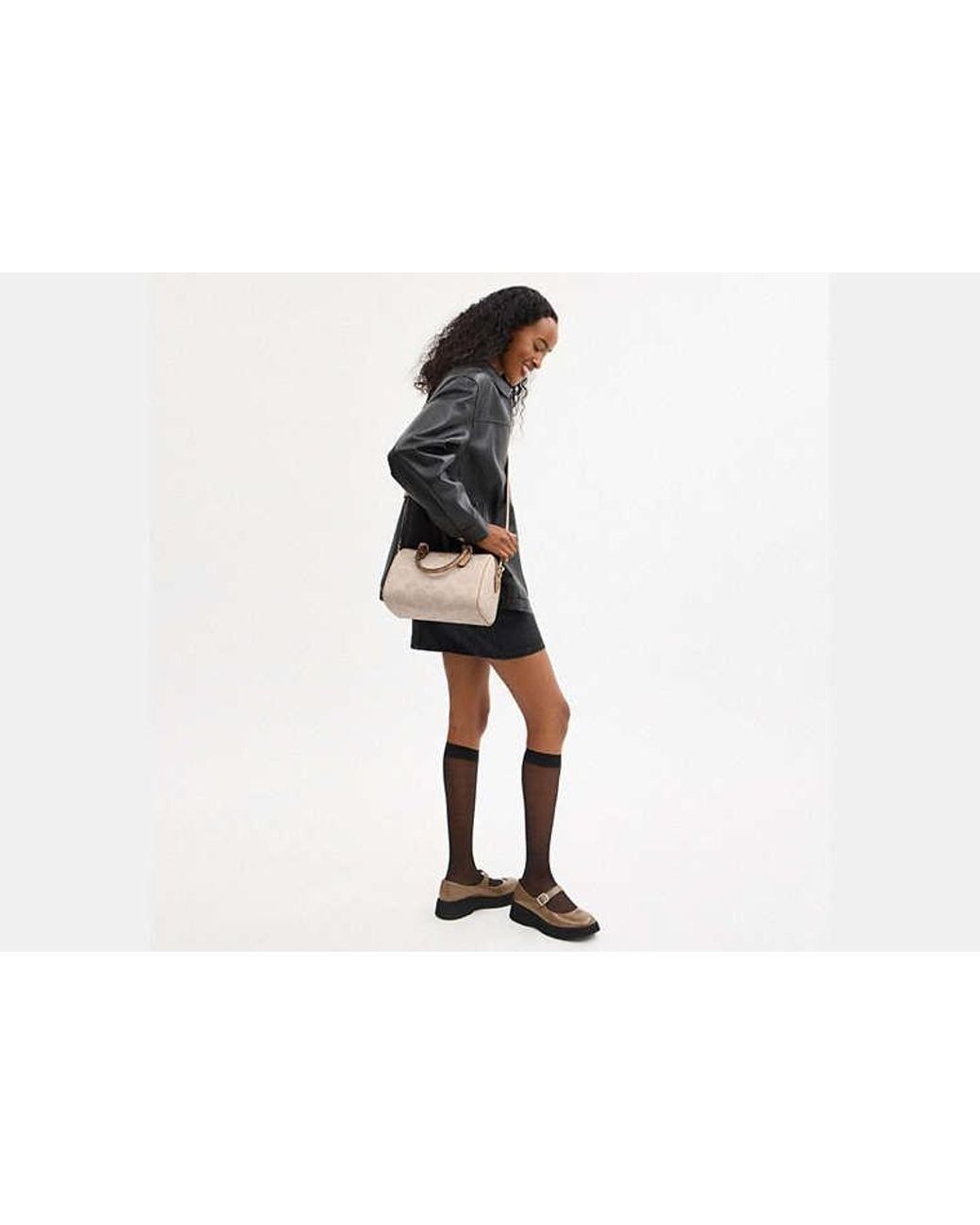 COACH Black Rowan Satchel Bag In Blocked Signature Canvas