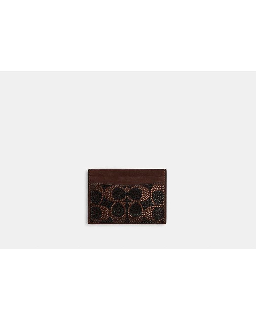 COACH Black Essential Card Case With Crystal Signature