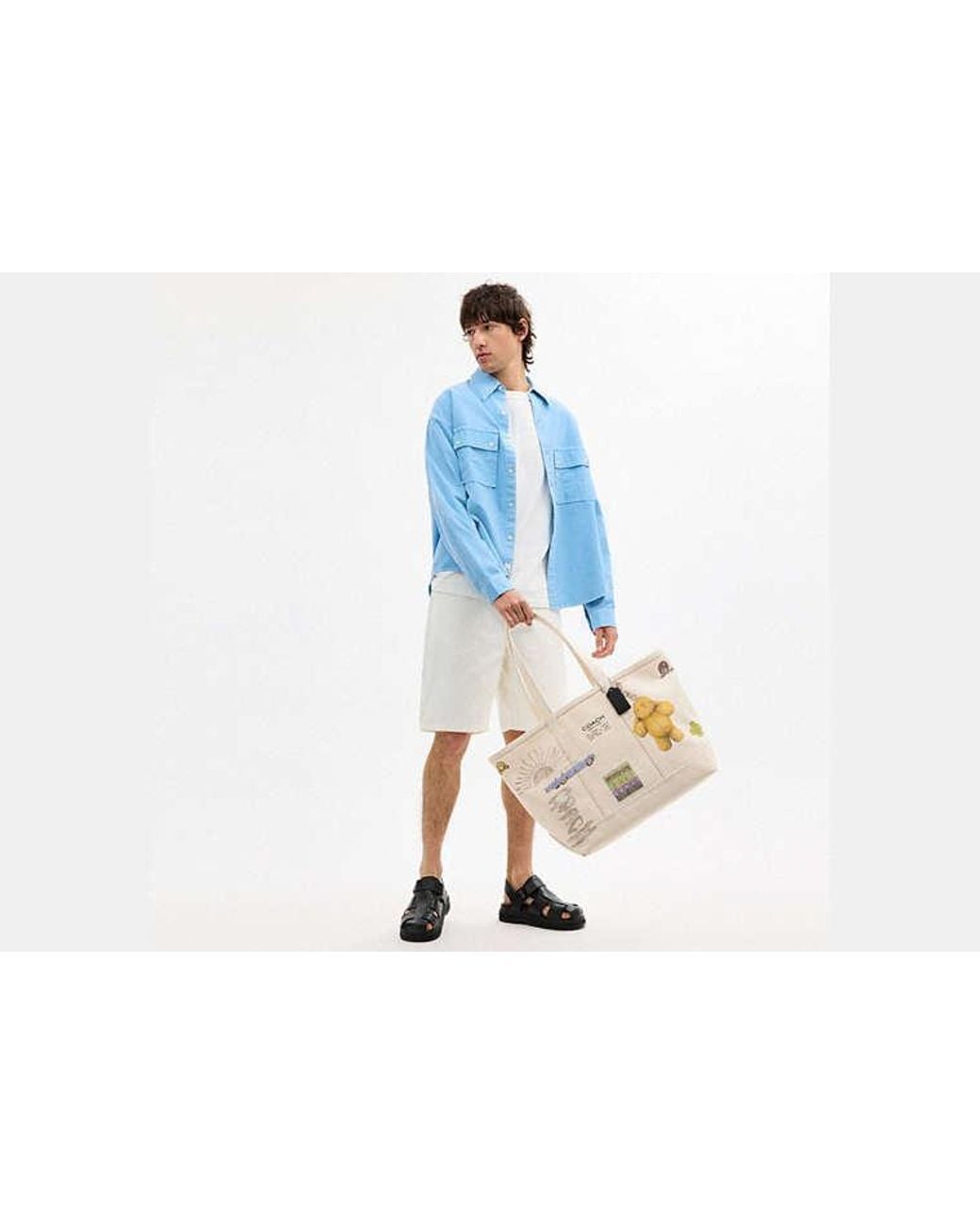 COACH Black Utility Tote Bag With Sketch Print for men