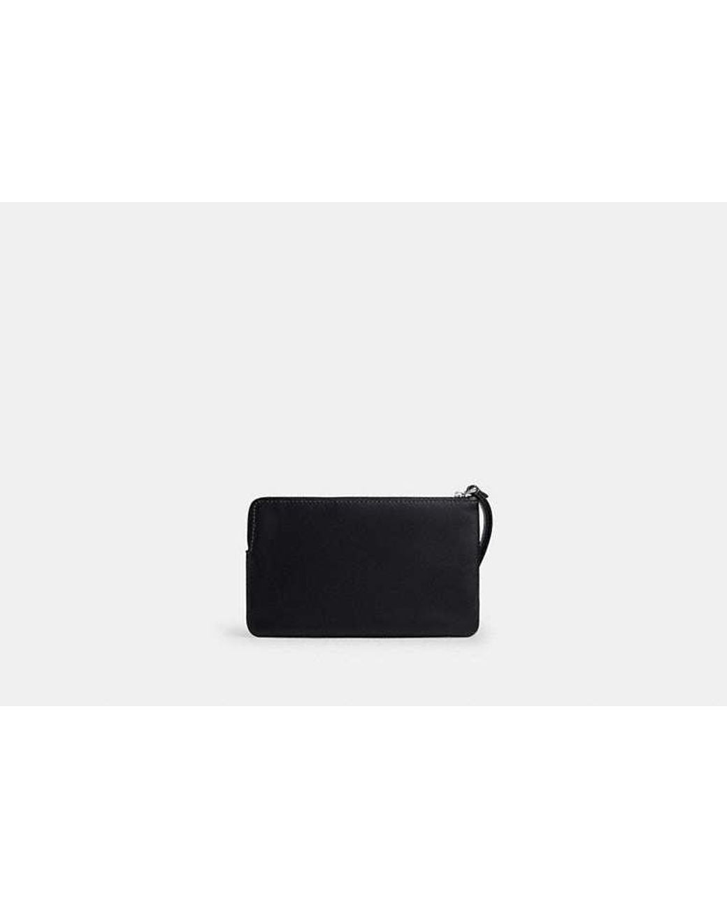 COACH Black Large Corner Zip Wristlet With Jewel Pins