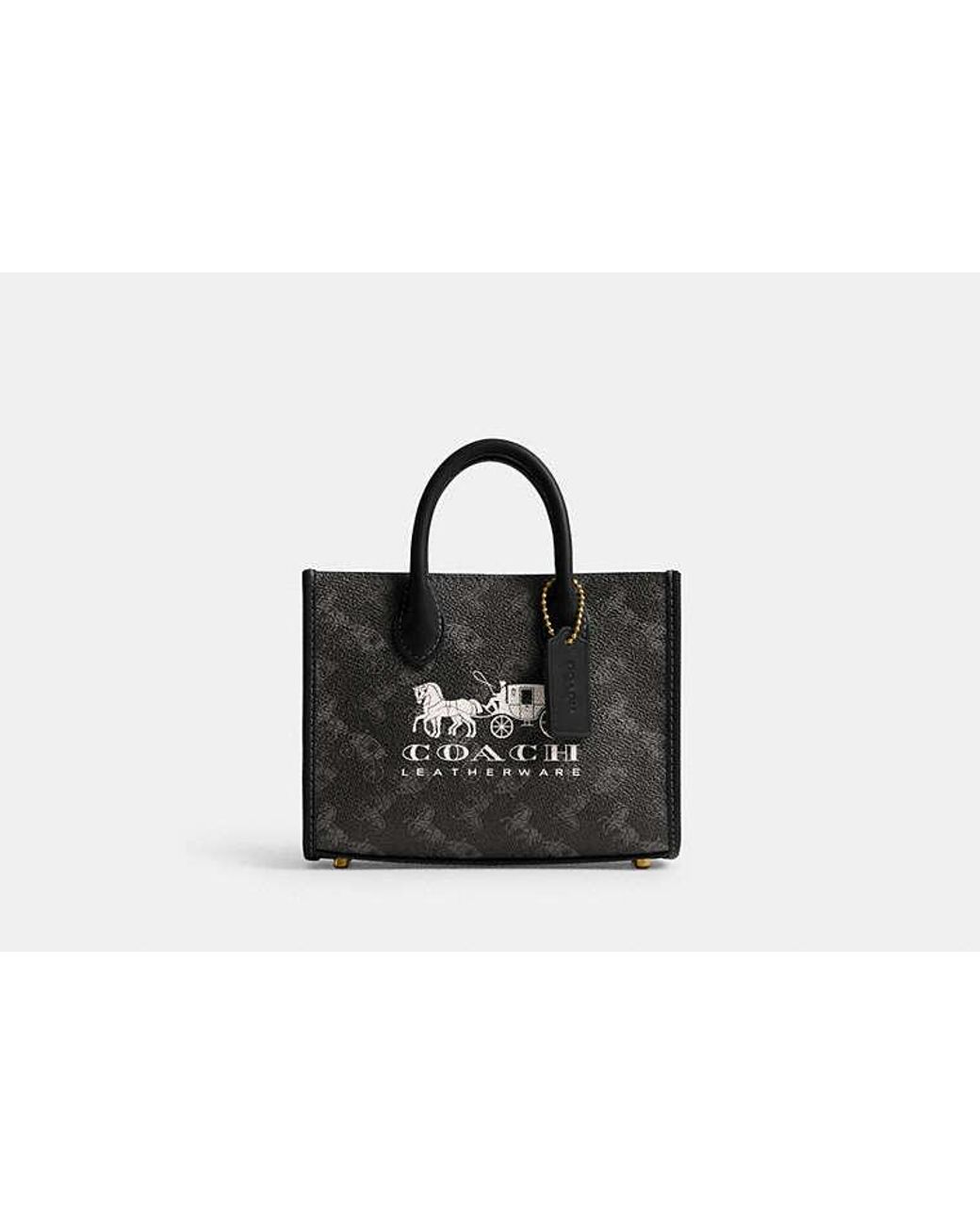 COACH Black Ace Tote Bag 17 With Horse And Carriage Print