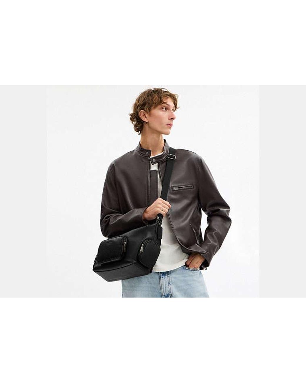 COACH Black Finn Crossbody Bag With Pockets for men