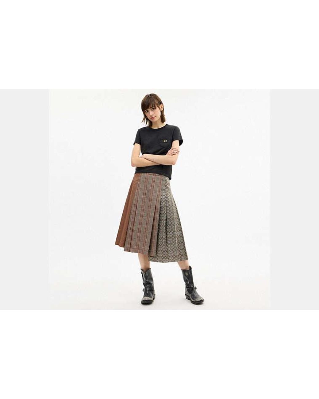 COACH Black Pleated Heritage Skirt