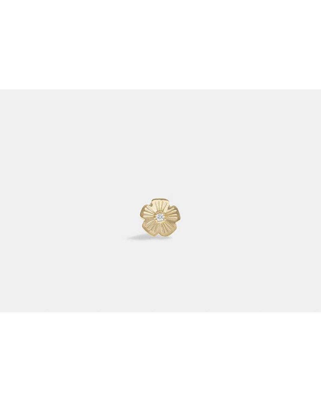 COACH Black 14 K Tea Rose Single Stud Earring