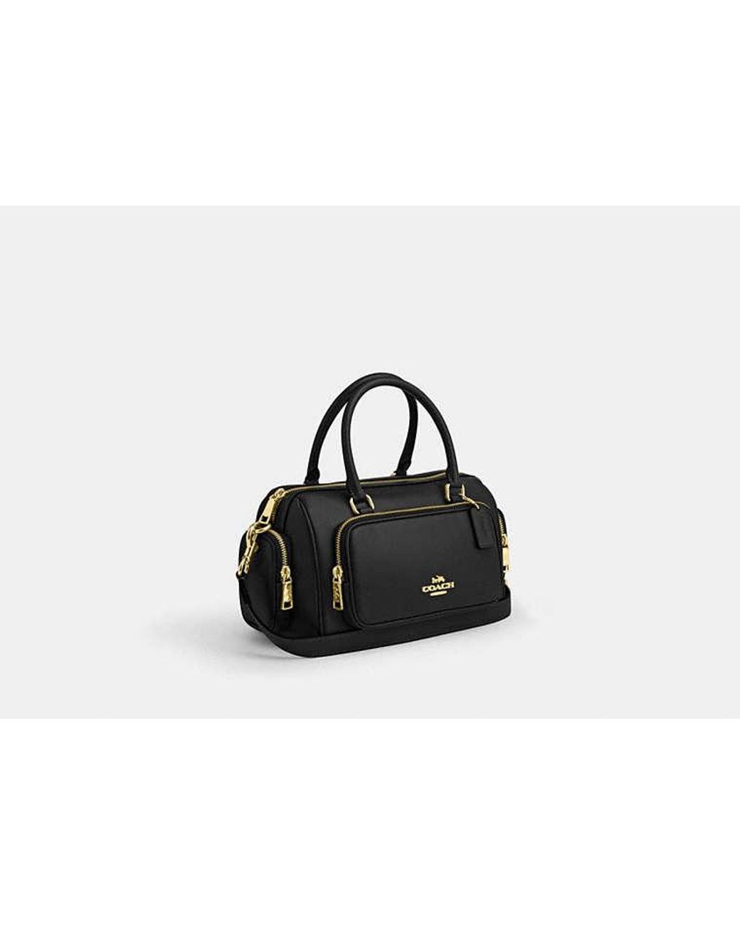 COACH Black Rowan Satchel Bag With Pockets