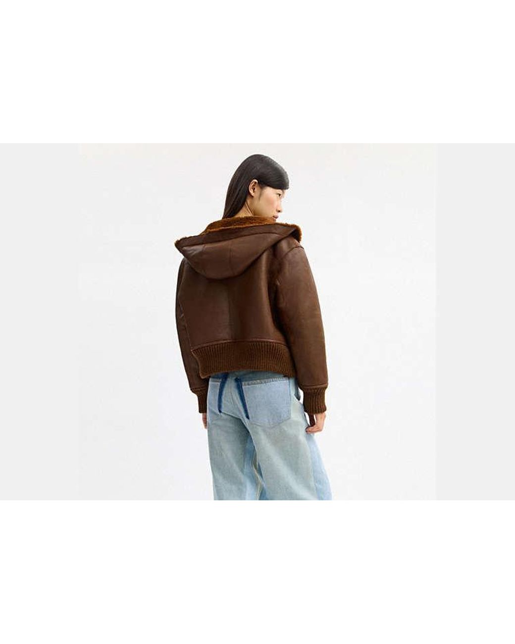 COACH Brown Reversible Shearling Hoodie