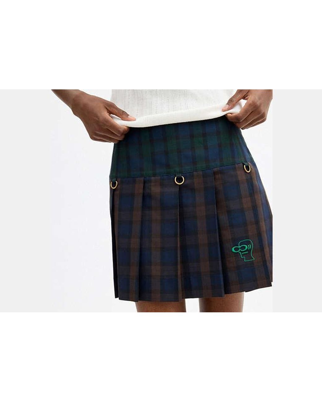 COACH Black Brain Dead Mini Plaid Pleated Skirt