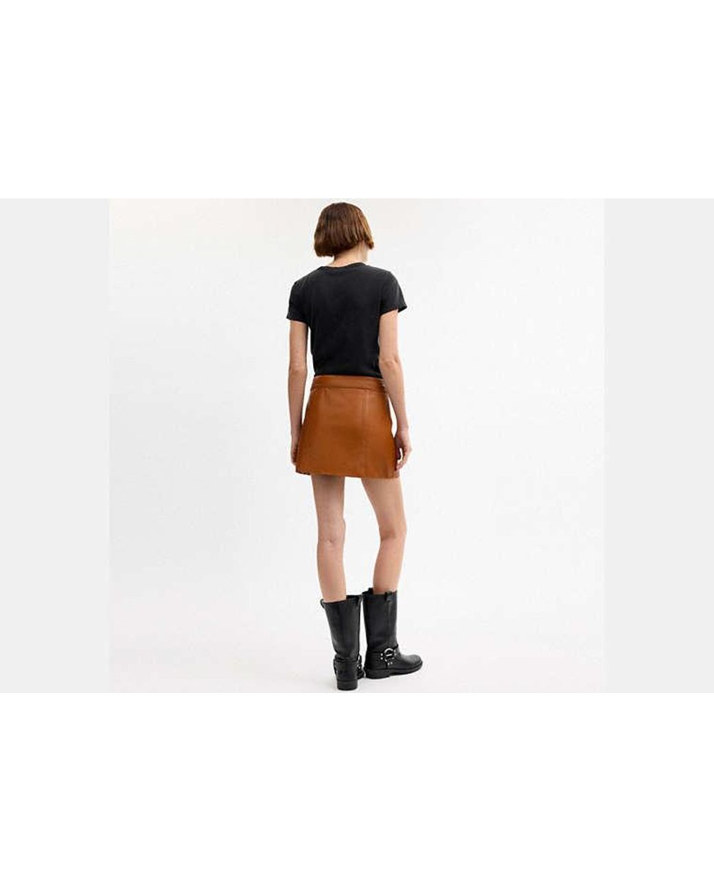 COACH Black Mini Leather Heritage Skirt