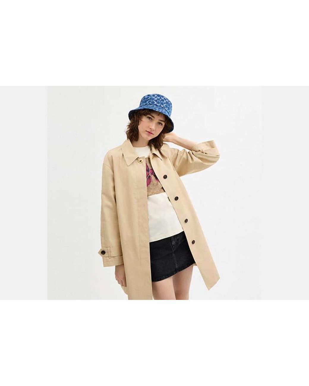 COACH Blue Signature Bucket Hat
